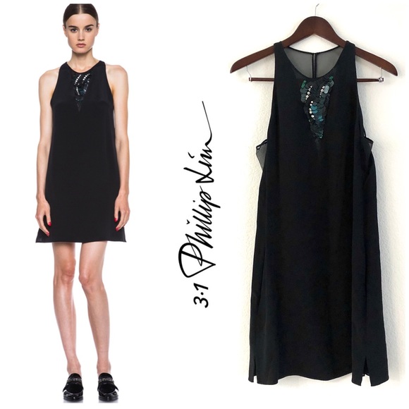 NEW 3.1 Phillip Lim Silk Sequin Embellished Front Dress - Picture 7 of 16